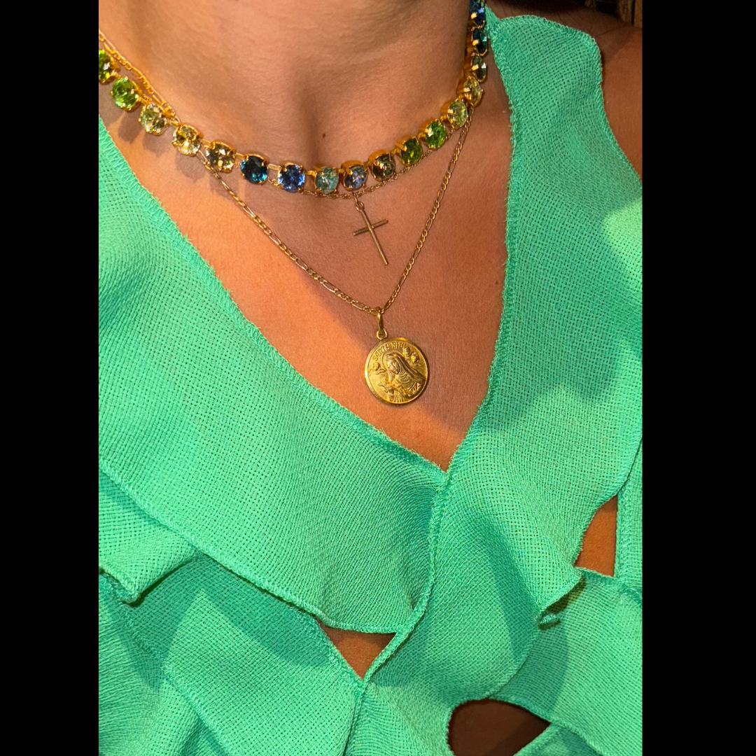 3:33 Necklace - Blue-Green Crystal Chain