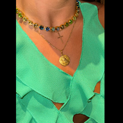 3:33 Necklace - Blue-Green Crystal Chain