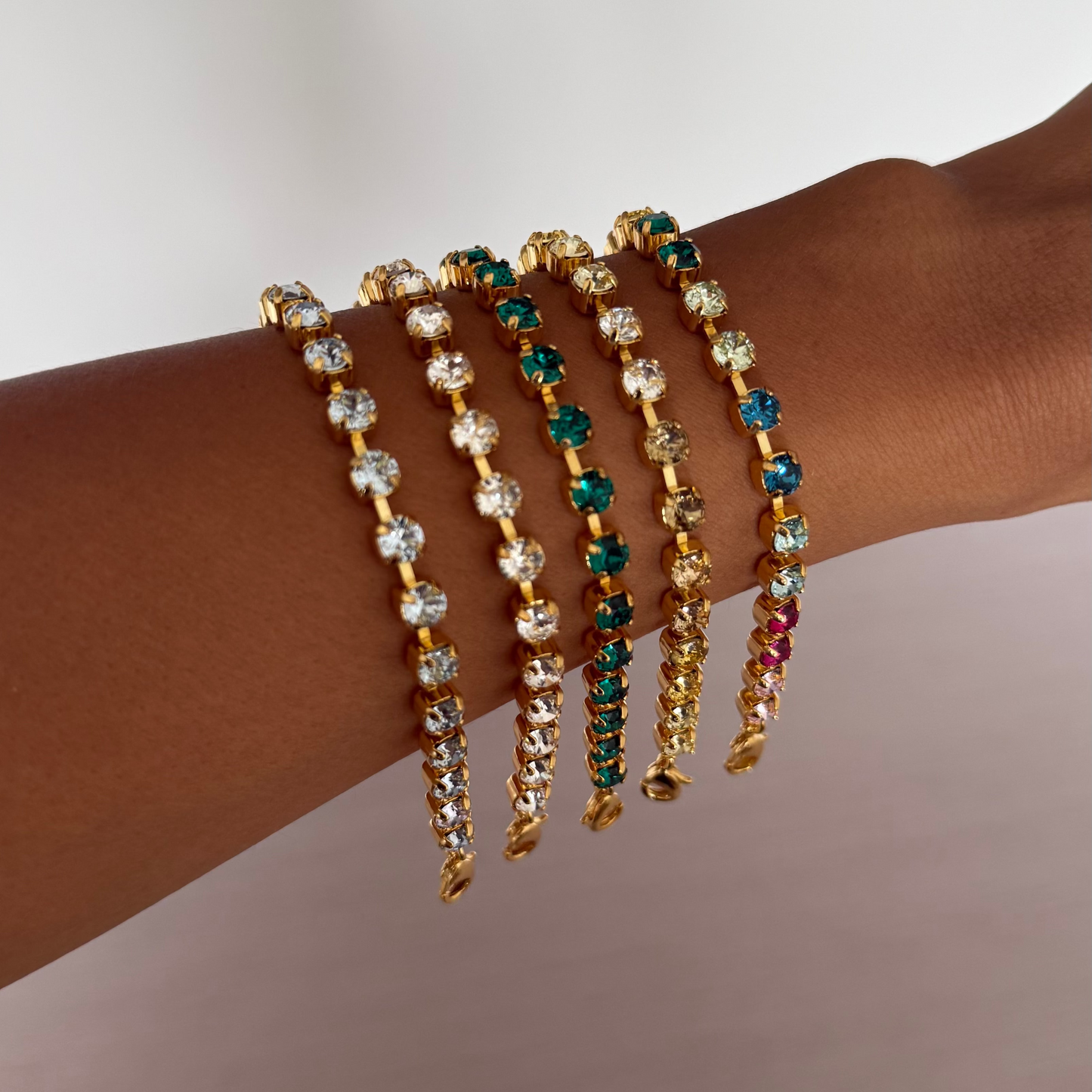 Petite 14k Gold Plated: Crystal Chain Bracelet