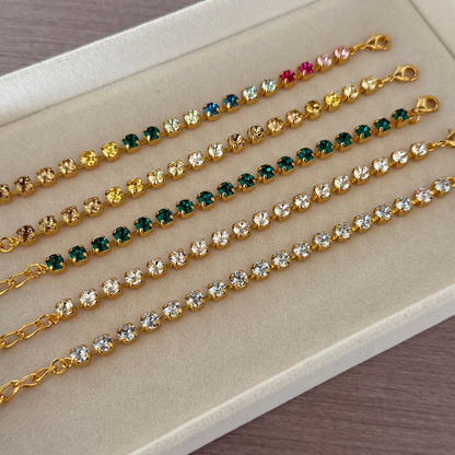 Petite 14k Gold Plated: Crystal Chain Bracelet