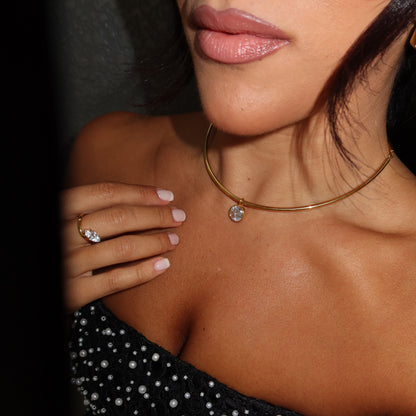 Round Cut Torque Choker 14k Gold Plating
